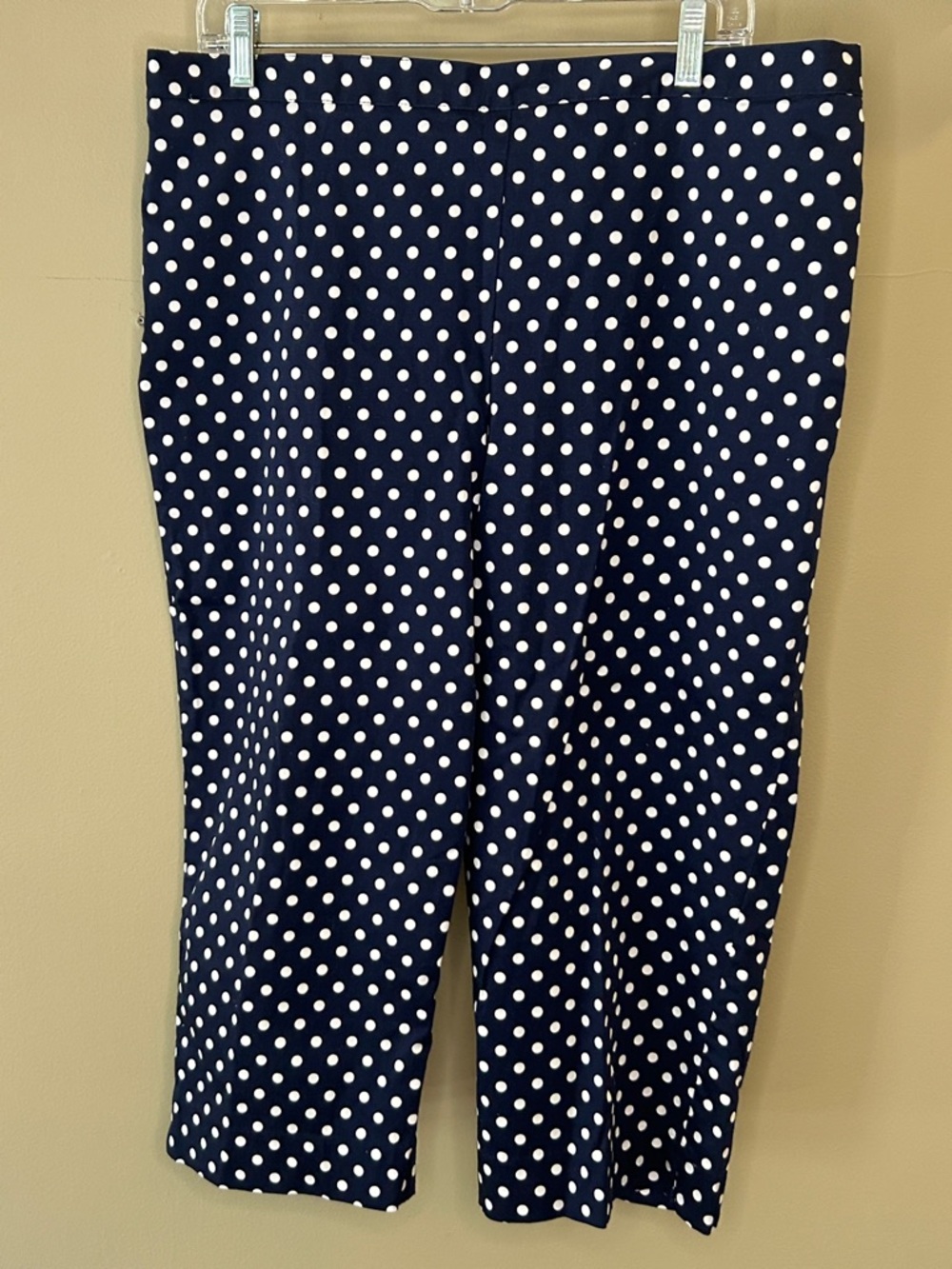 Alfred Dunner Navy and White Polka Dot Pants